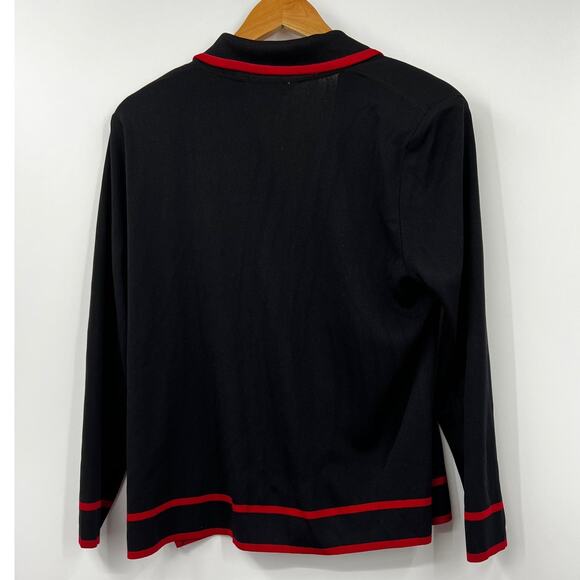 Misook Womens Full Zip Acrylic Basic Jacket Long Sleeve Black Red Size L - Picture 6 of 6